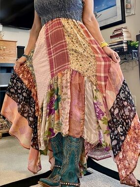 Bohemian Patchwork Maxi Skirt - Multicolor NWT